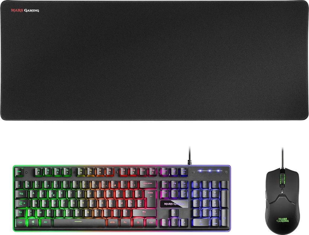 Combo Tastatur H-Mech FRGB, Ultralight Mouse 10000DPI & XXL Mousepad, Schwarz, Französische Sprache
