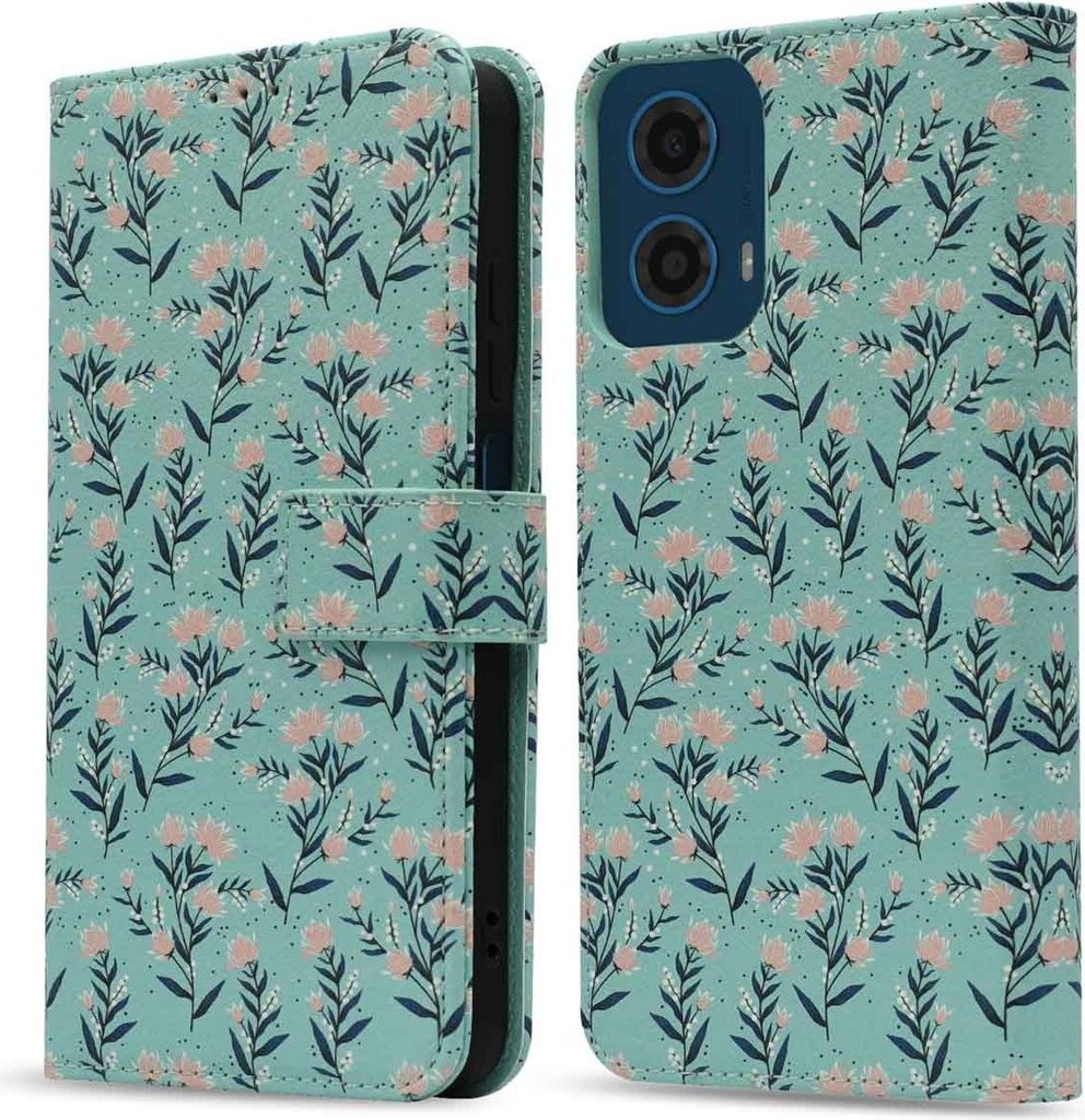 imoshion Design Klapphülle Motorola Moto G34 - Blue Flowers