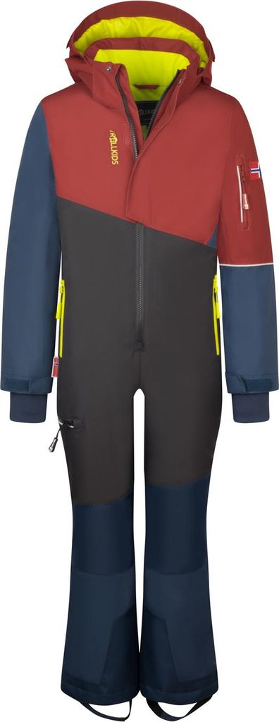 Trollkids Kinder Hallingdal Schneeanzug carmin red/black/mystic blue 140