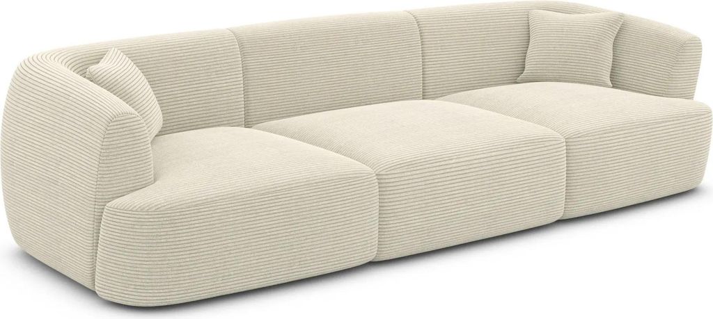 Cord 3-Sitzer Couch Elvira Hellbeige