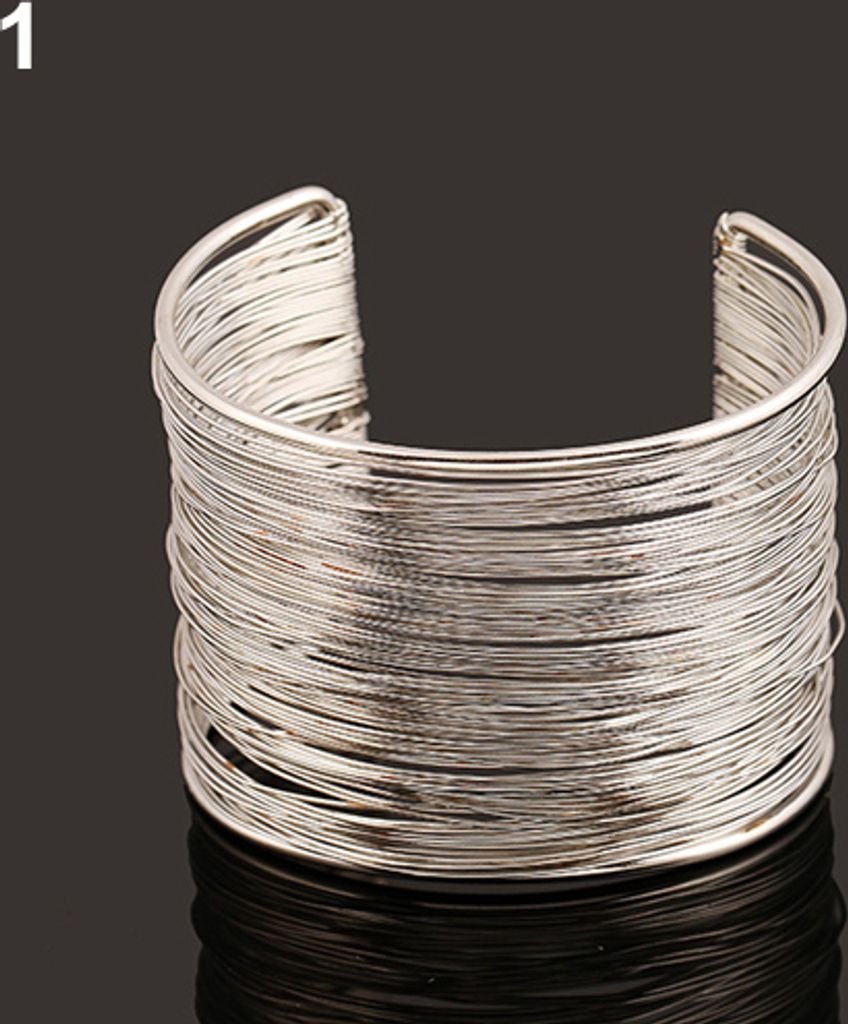 Modisches Damen-Armband mit mehrschichtigen Metalldrähten, offenen Armreifen und breiten Manschetten-Silber