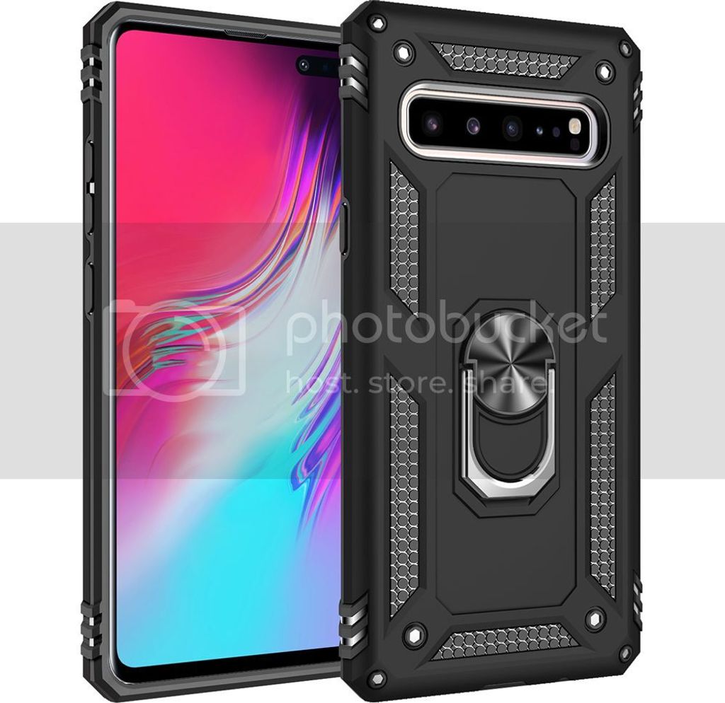 LaimTop Galaxy S10 5G Hülle, Hybrid Robuste Rüstung Drehbarer Ring Halter Ständer Dual Layer Hard PC + TPU Stoßfest Schutzhülle für Samsung G...