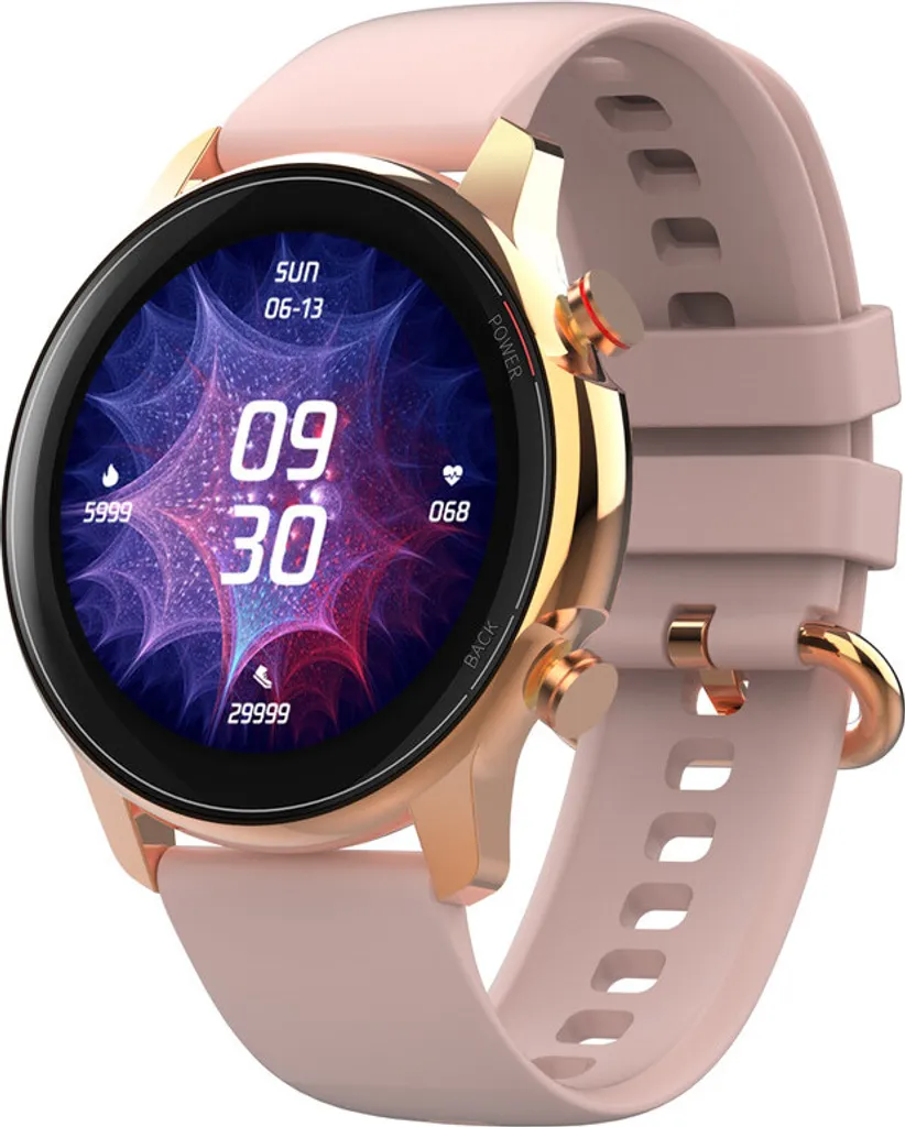 Smartwatch Rose 1,32 Pouces avec Suivi Rythme Cardiaque et Tension