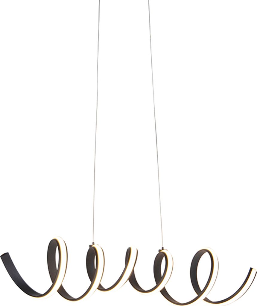 QAZQA - Modern Design Hängelampe I Pendellampe I Pendelleuchte schwarz dimmbar inkl. LED groß - Twisted I Wohnzimmer I Schlafzimmer - Aluminium L...