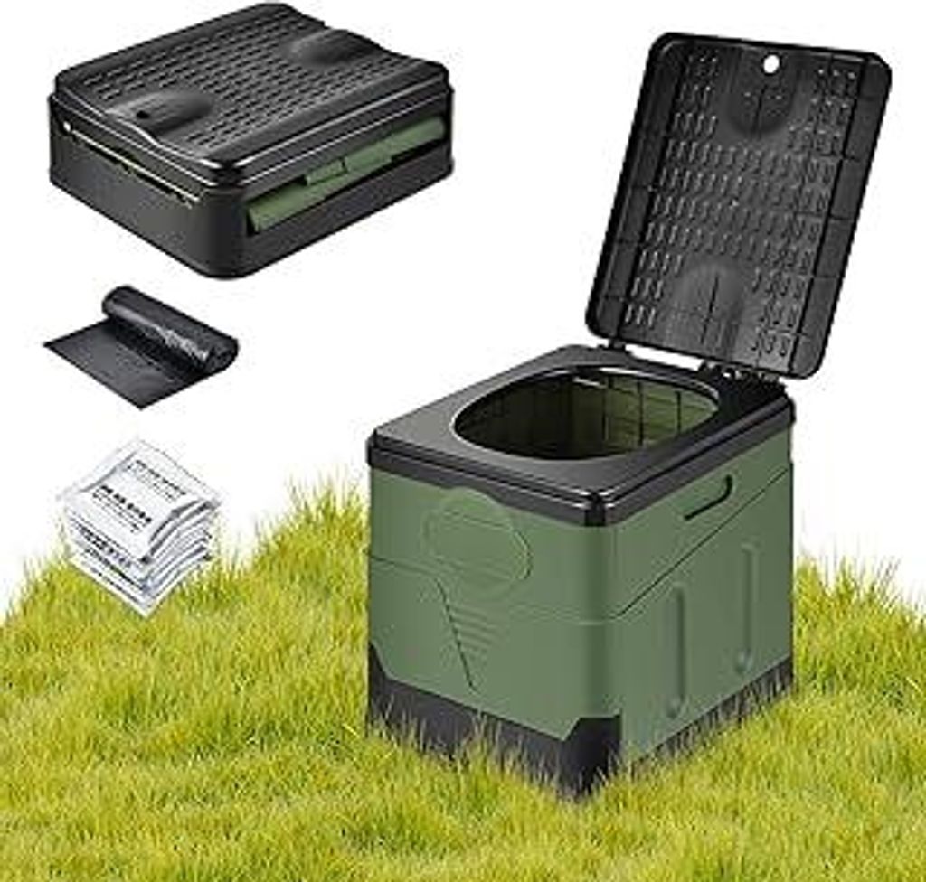 OTraki Campingtoilette Faltbar Mobile Trenntoilette mit 12 Toilettenbeuteln Stabil Camping WC Kompakt Toilette Die Mobile Toilette für Outdoor Cam...