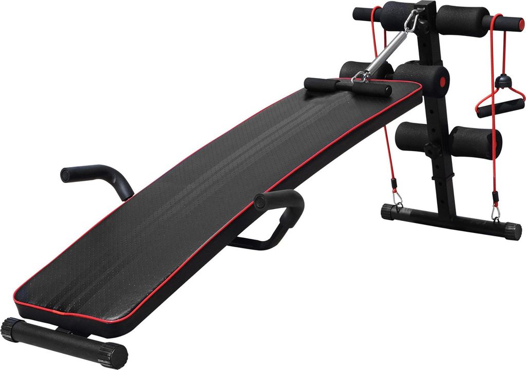 Bauchtrainer Trainingsbank Sit Up Bank Widerstandsbänder verstellbar bis 120kg 37,5x55,5x50-68cm, 55,50 cm