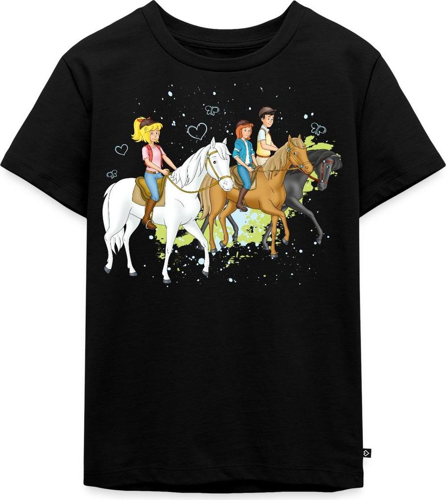 Spreadshirt Bibi Und Tina Ausritt Mit Alexander Falkenstein Kinder Premium T-Shirt, 110/116 (4 Jahre), Schwarz