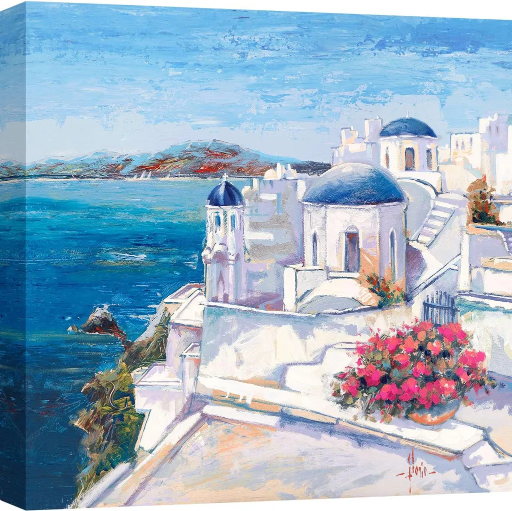 Tableau toile Grèce Luigi Florio Mykonos 40x40 cm - Décoration murale