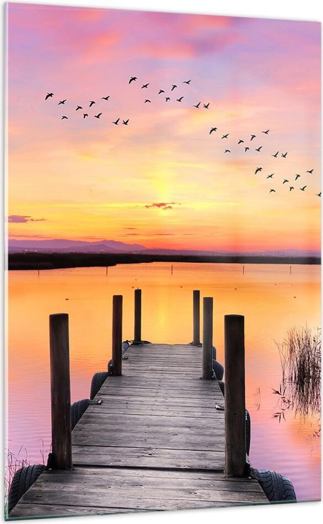 Bilder auf glas - Einteilig - Fußgängerbrücke Sommer Menschen Liebe - 70x100cm - Glasbilder - Wandbilder - Bilder - Wanddekoration aus Glas - Gl...