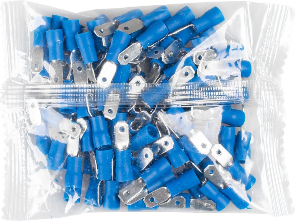Vayox Set 100 Stk. Flachstecker isoliert männlich 1.5-2.5mm2 4.8mm Blau