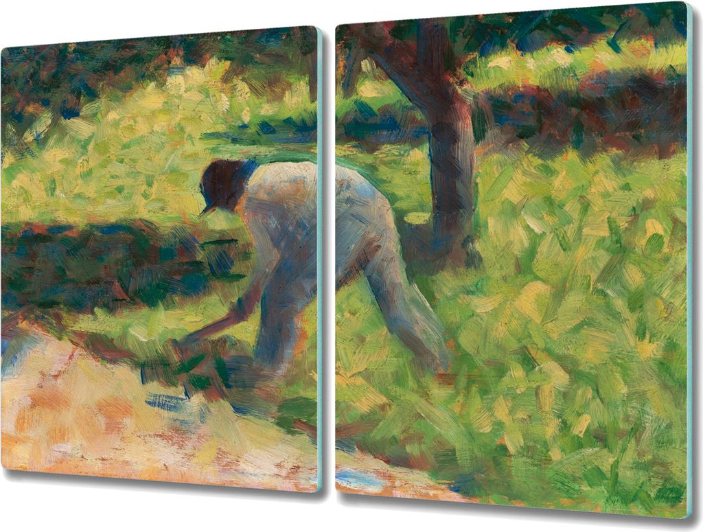 Coloray Hackbrett Küchenbrett Kochplattenabdeckung Schneidebrett Herdabdeckplatte 2x40x52 cm - Bauer mit Hacke Seurat