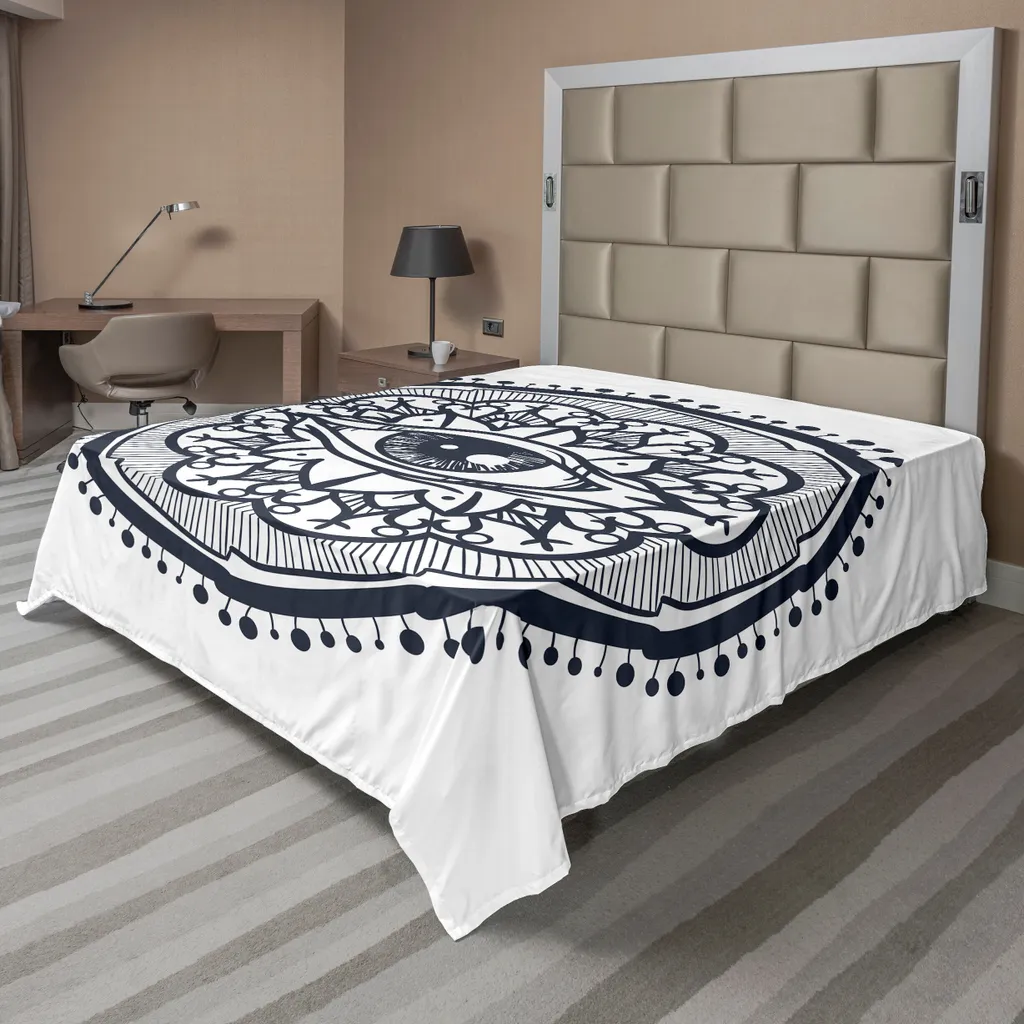 Lenzuolo Grande Matrimoniale ABAKUHAUS 275x260 Blu Bianco Mandala