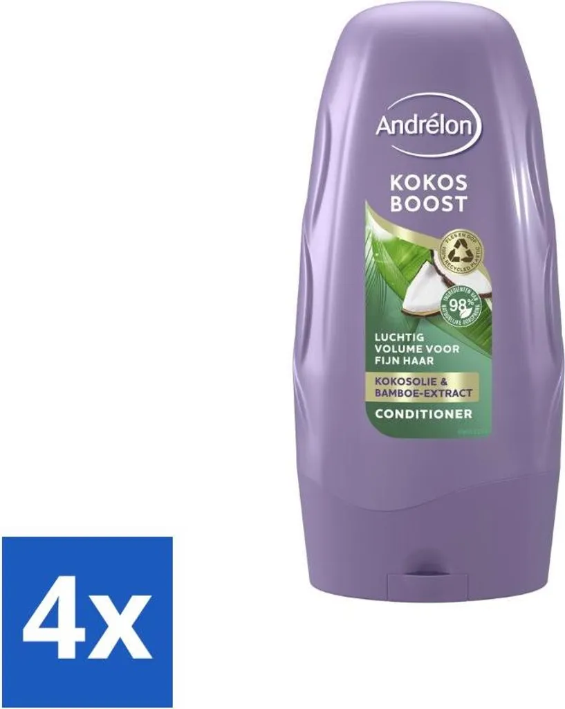 Andrélon Coconut Boost Balsamo 4 Pezzi - Trattamento Volume 250ml