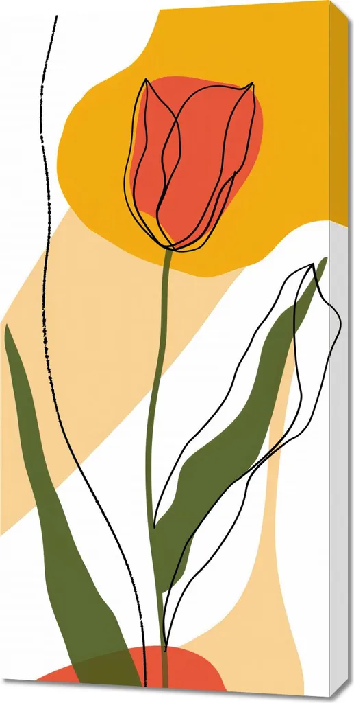 Tableau 50 x 100 cm Tulipe redessinée - Décoration murale moderne fleurs