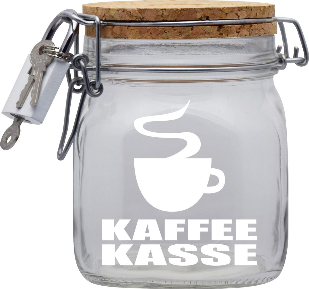Spardose Geld Geschenk Ideen Kaffee Kasse Transparent Größe M 0.75 Liter