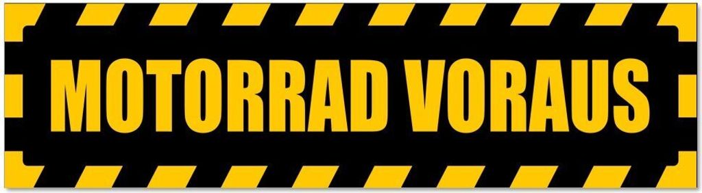 Kiwistar - Autoaufkleber - Gelb - Schwarz - 30 x 8 cm - Motorrad voraus Motiv 1 gestreift - Hinweis Aufkleber Sticker für Auto, Kfz, Fahrrad, PKW,...