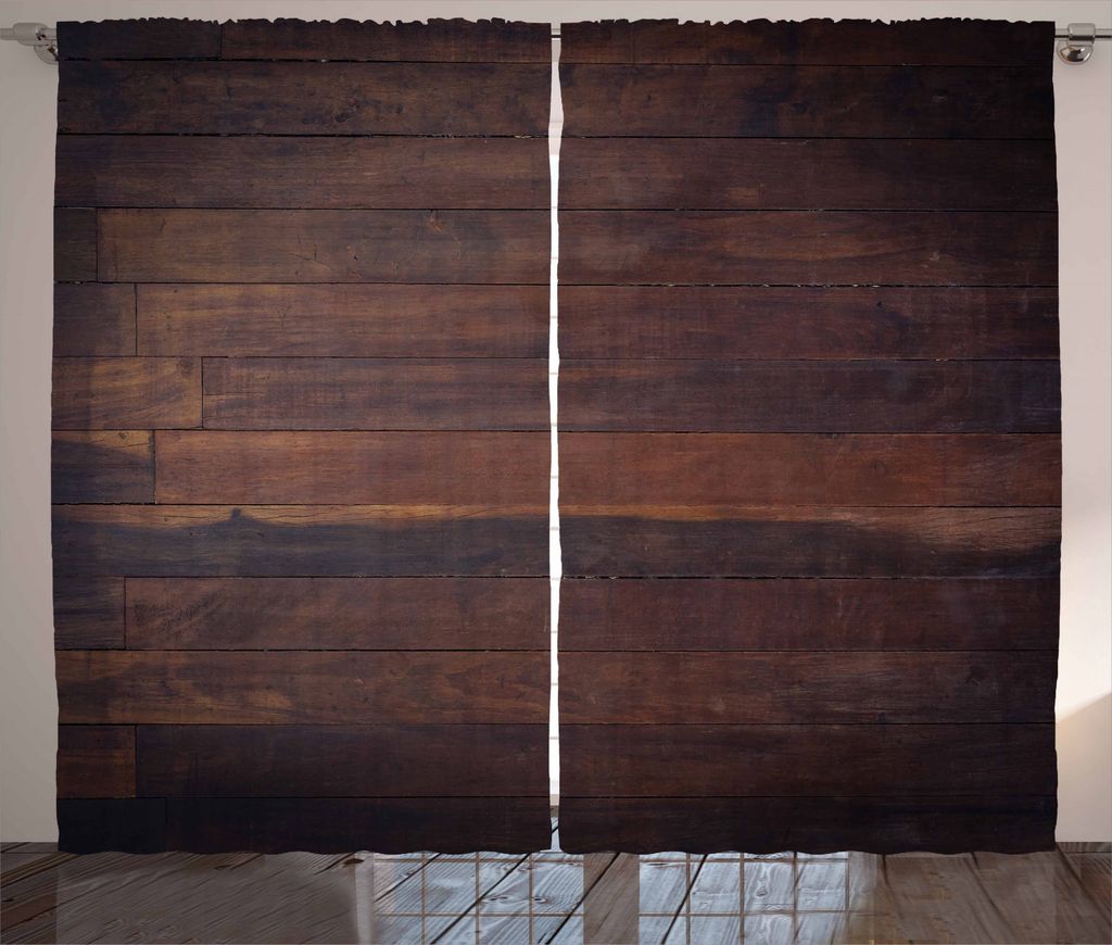 ABAKUHAUS Schokolade Rustikaler Gardine, Im Alter von dunkelem Holz, Schlafzimmer Kräuselband Vorhang mit Schlaufen und Haken, 280 x 245 cm, Dunke...