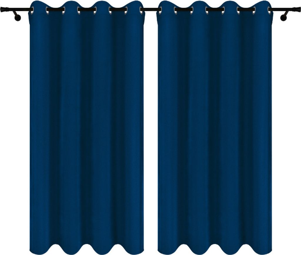 Fertige Vorhänge aus Velours mit Ösen 140x260 cm 2 Stücke Dunkelblau Blickdichte Gardinen