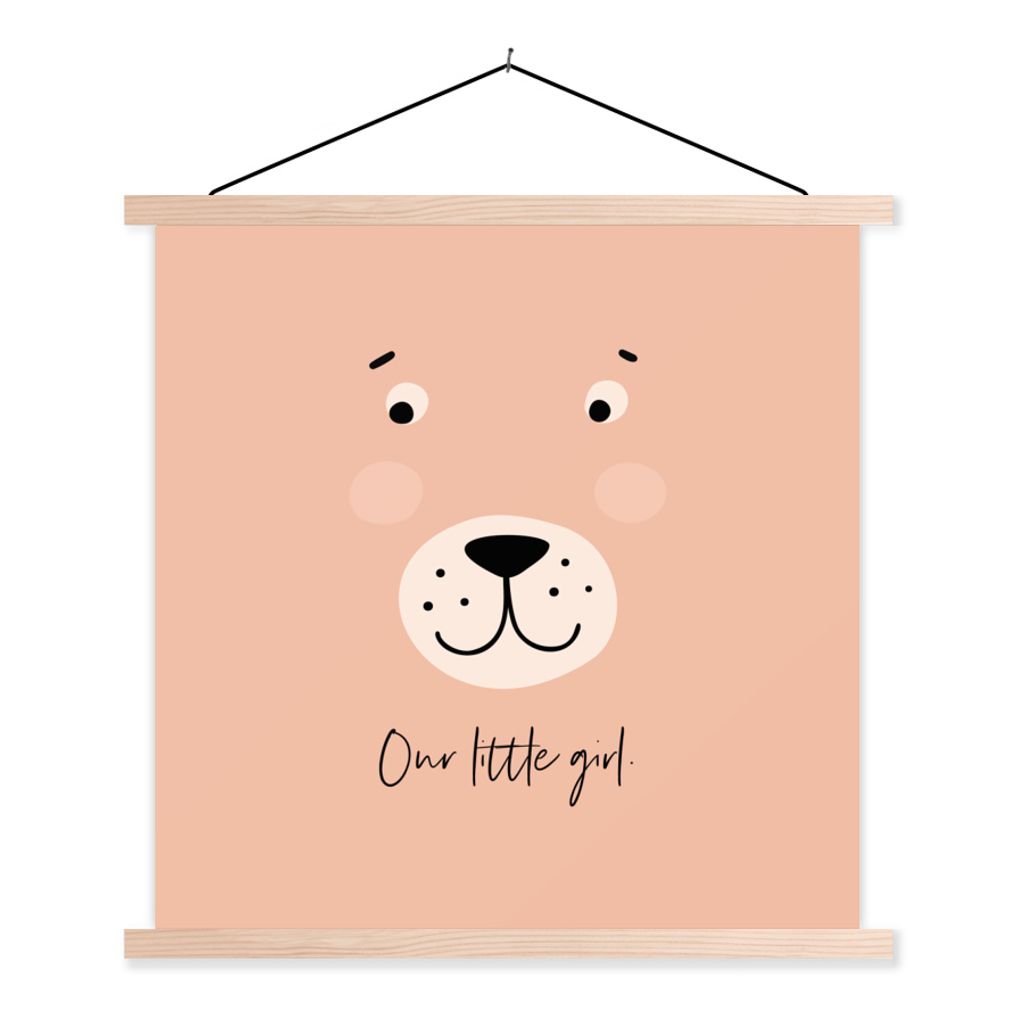 MuchoWow Textilposter Zitate - Unser kleines Mädchen - Baby - Sprichwörter - Kinder - Kinder - Mädchen 60x60 cm mit holzfarbenen Rahmen - Wand...