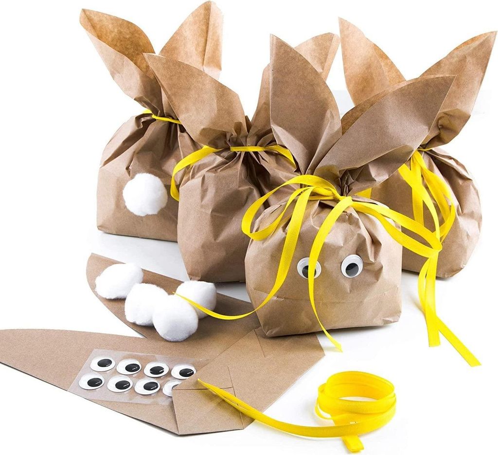 Logbuch-Verlag 10 Osterhasen Tüten gelb natur - Geschenkverpackung Ostern Ostergeschenk als Alternative zum Osternest Hasentüten für Kinder5 Stück