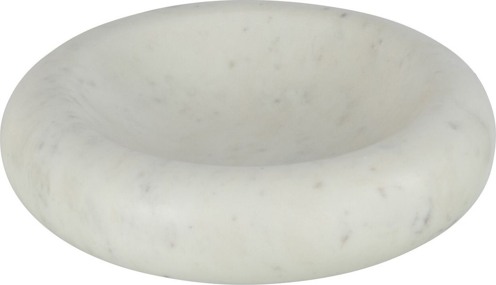 J-Line Schüssel Rund Niedrig Marmor Weiß Large