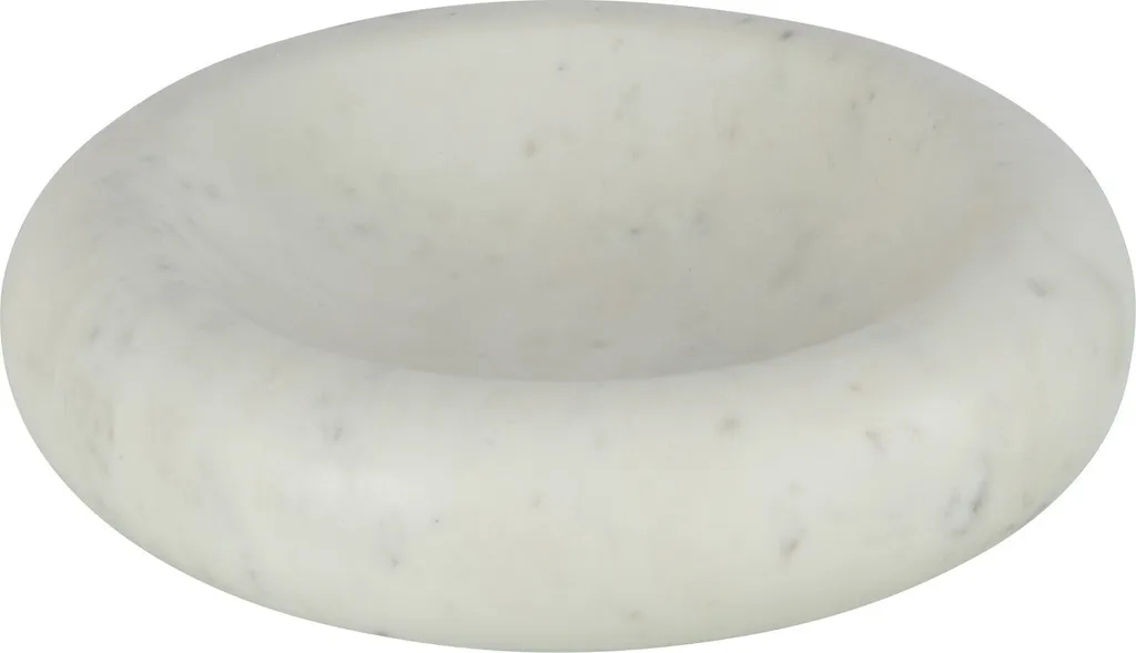 Bol de Décoration Bas Marbre Blanc J-Line - Centre de Table Large Chic