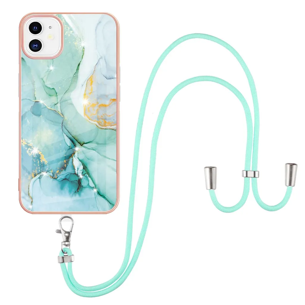 Custodia iPhone 11 Verde con Tracolla - TPU Antiscivolo e Cordino