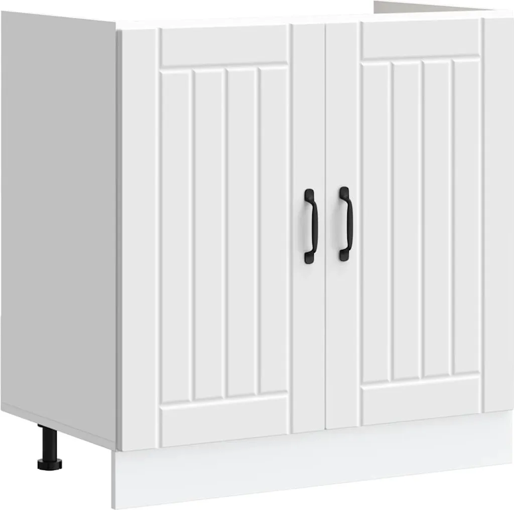 Base Lavello Lucca Bianco Legno - Mobile Sotto Lavello Cucina 80cm