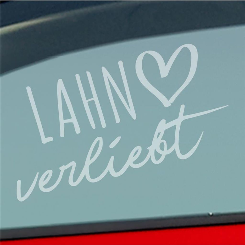 Auto Aufkleber Lahn verliebt Herz Fluss River Wasser Water Liebe Car 19x10 cm Milchglas Sticker Heckscheibenaufkleber