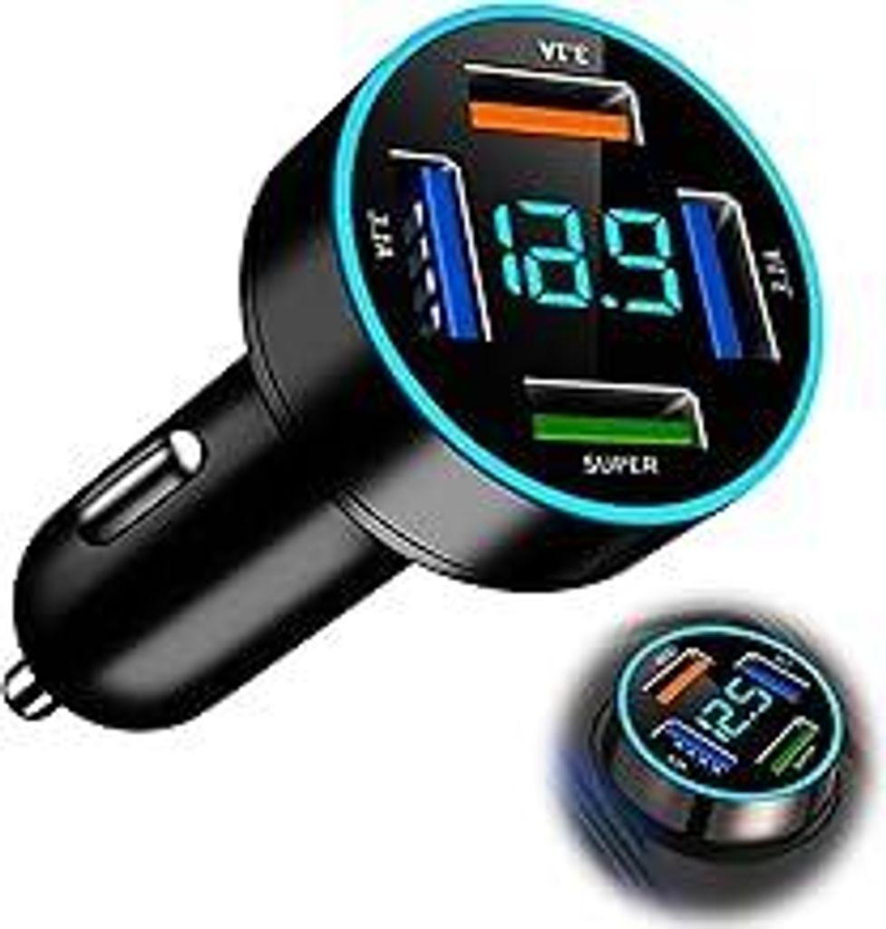 Autoladegerät Zigarettenanzünder 66W, Auto USB Adapter Zigarettenanzünder Ladegerät 4 Ports, 3.1A USB Schnellladegerät, Schnellladen, Steckdos...