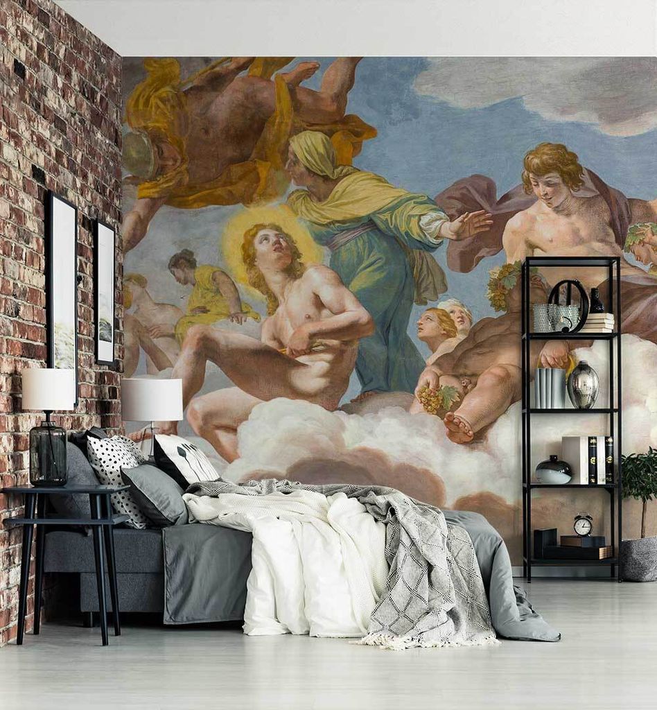 Fototapete Barrock Malerei mit Engel, Material:Premium Vlies 150g/qm, Größe Tapete:390 x 300cm