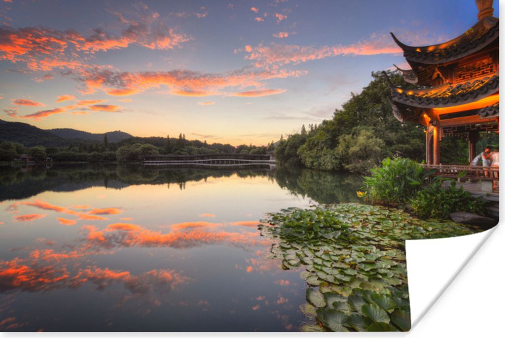 MuchoWow Poster Sonnenuntergang Hangzhou China 30x20 cm - Plakate - Print