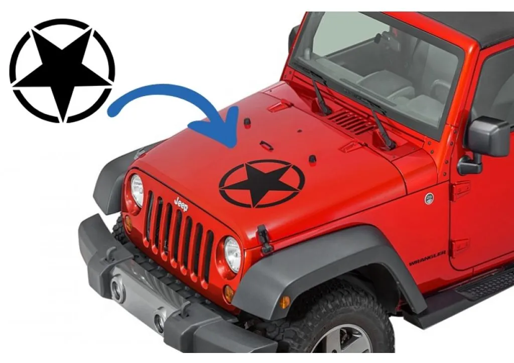 Sticker de Carrosserie Étoile Noire pour Capot de Jeep Wrangler et Pick-up