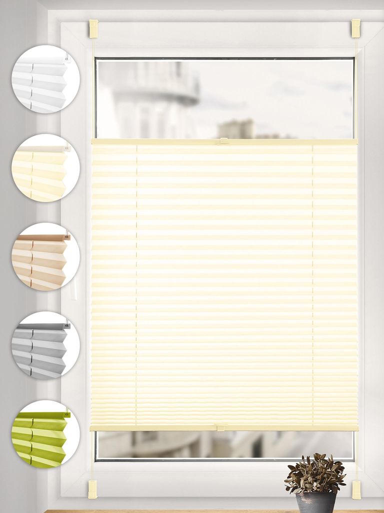 Sonello Plissee Klemmfix ohne Bohren 80cm x 220cm Creme Produktbild  KI-generiertes Bild