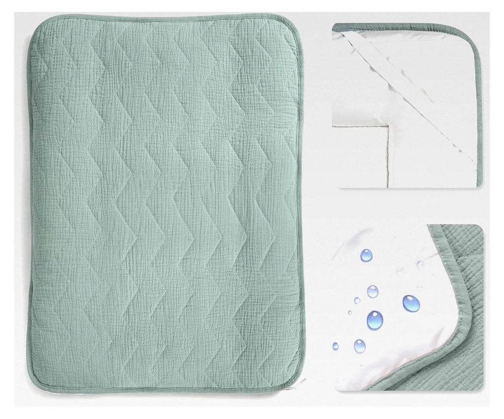 Wickelauflagenbezug 50x70 cm: Musselin Baumwolle mit hoher Saugfähigkeit – Auslaufsichere, wasserdichte Rückseite – waschbarer Bezug für Wic...