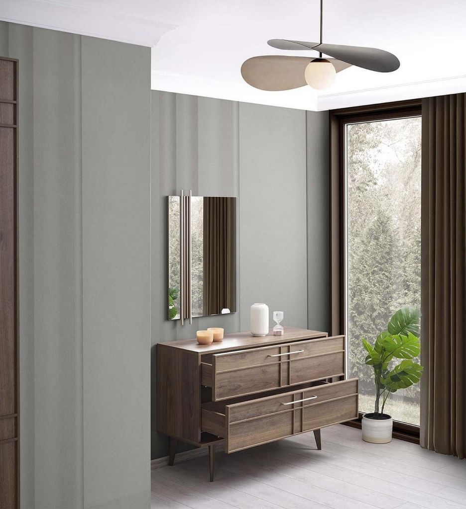 Kommode mit Spiegel Schlafzimmer Konsole Holz Braun Set 2tlg Moderne