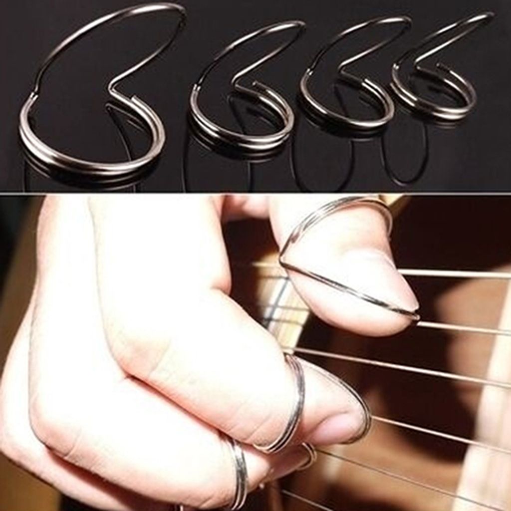4 Stück Gitarren-Fingerpicks aus Metall in Schmetterlingsform, Plektrum-Daumenpick-Zubehör
