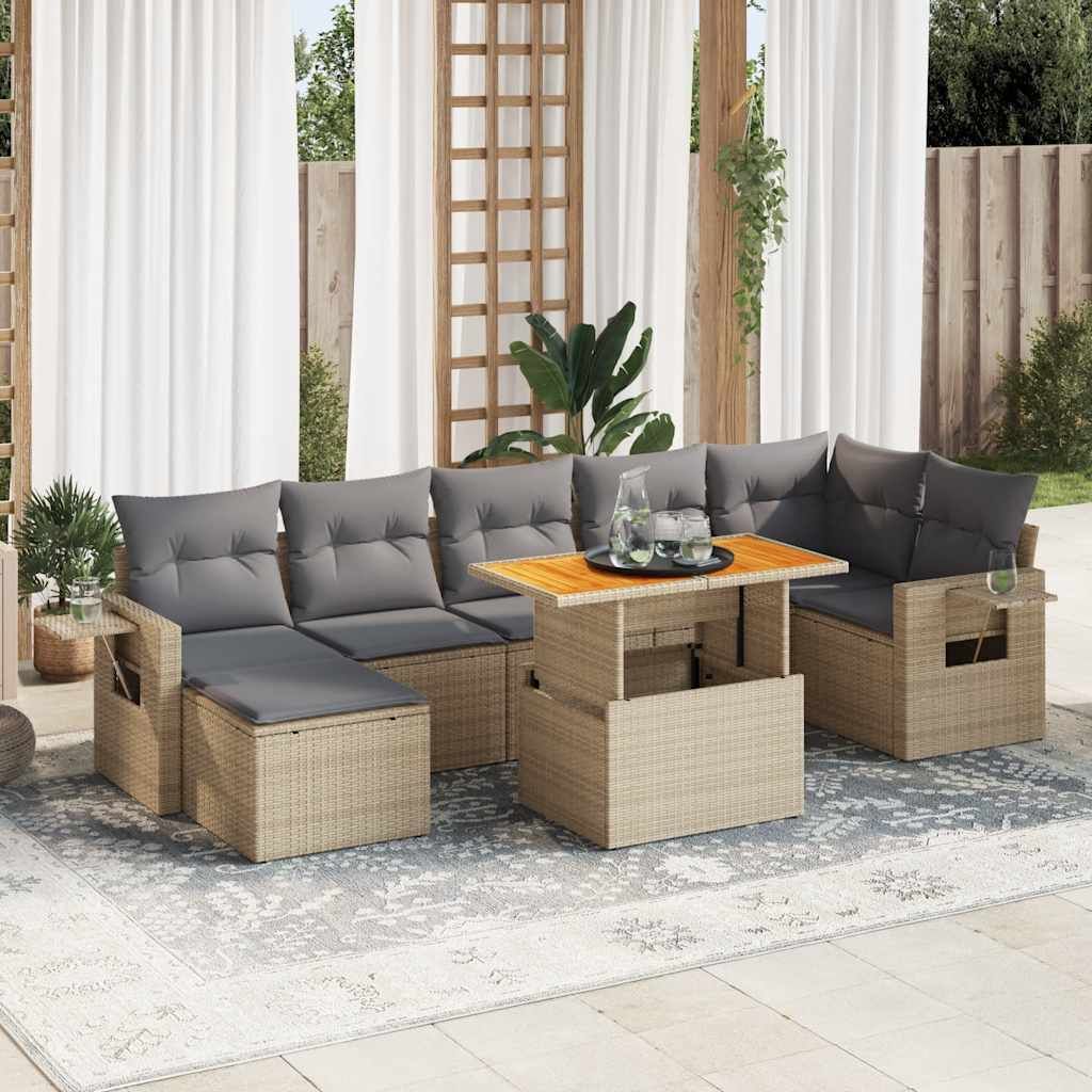 Maison Exclusive - 8-tlg. Garten-Sofagarnitur mit Kissen Beige Poly Rattan