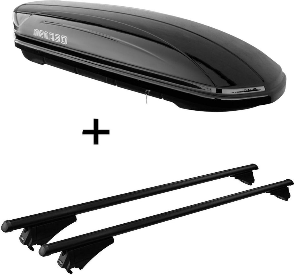 Dachbox MAA 400 Liter + Relingträger Tiger Alu XL kompatibel mit für Audi Q3 8U ab 11