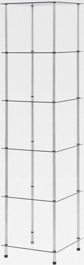 Regal mit 6 Ablagen Transparent 40x40x160 cm Hartglas Lagerregal für Garage, Abstellraum, Kellerregal
