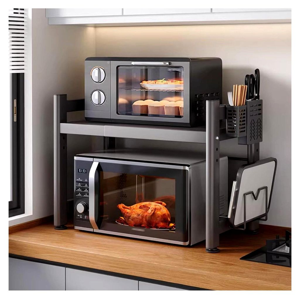 Verstellbares Mikrowellenregal – ausziehbares Küchenregal, platzsparend für Toaster und Utensilien, stabile Saugnapffüße, praktische Lösung ...