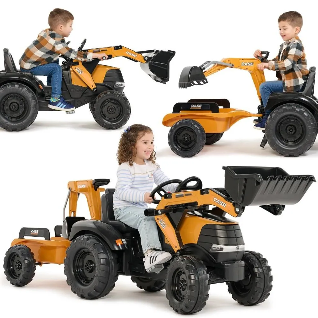 Tracteur à pédales avec chargeuse et excavatrice Falk Case CE 3-7 ans