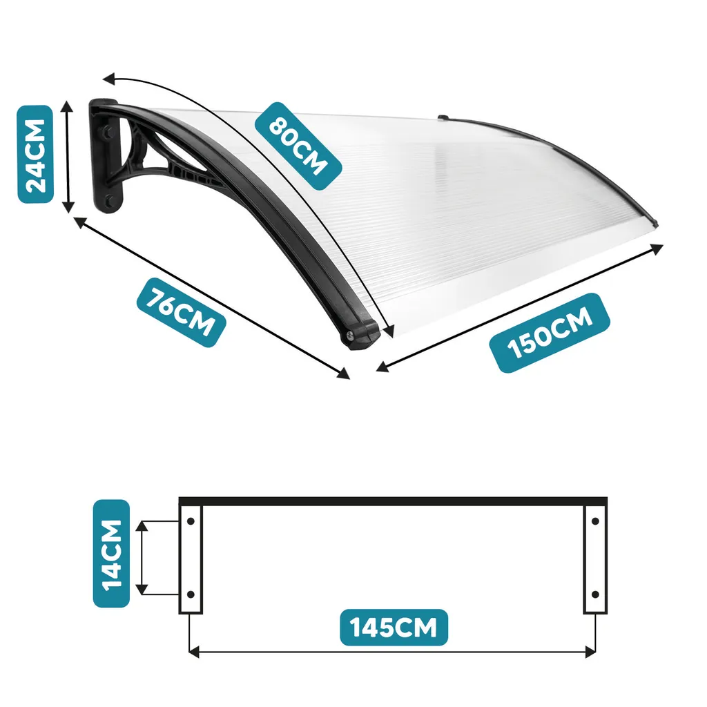 Marquise d'accueil 150x80 polycarbonate brun pour balcon et devanture - 6