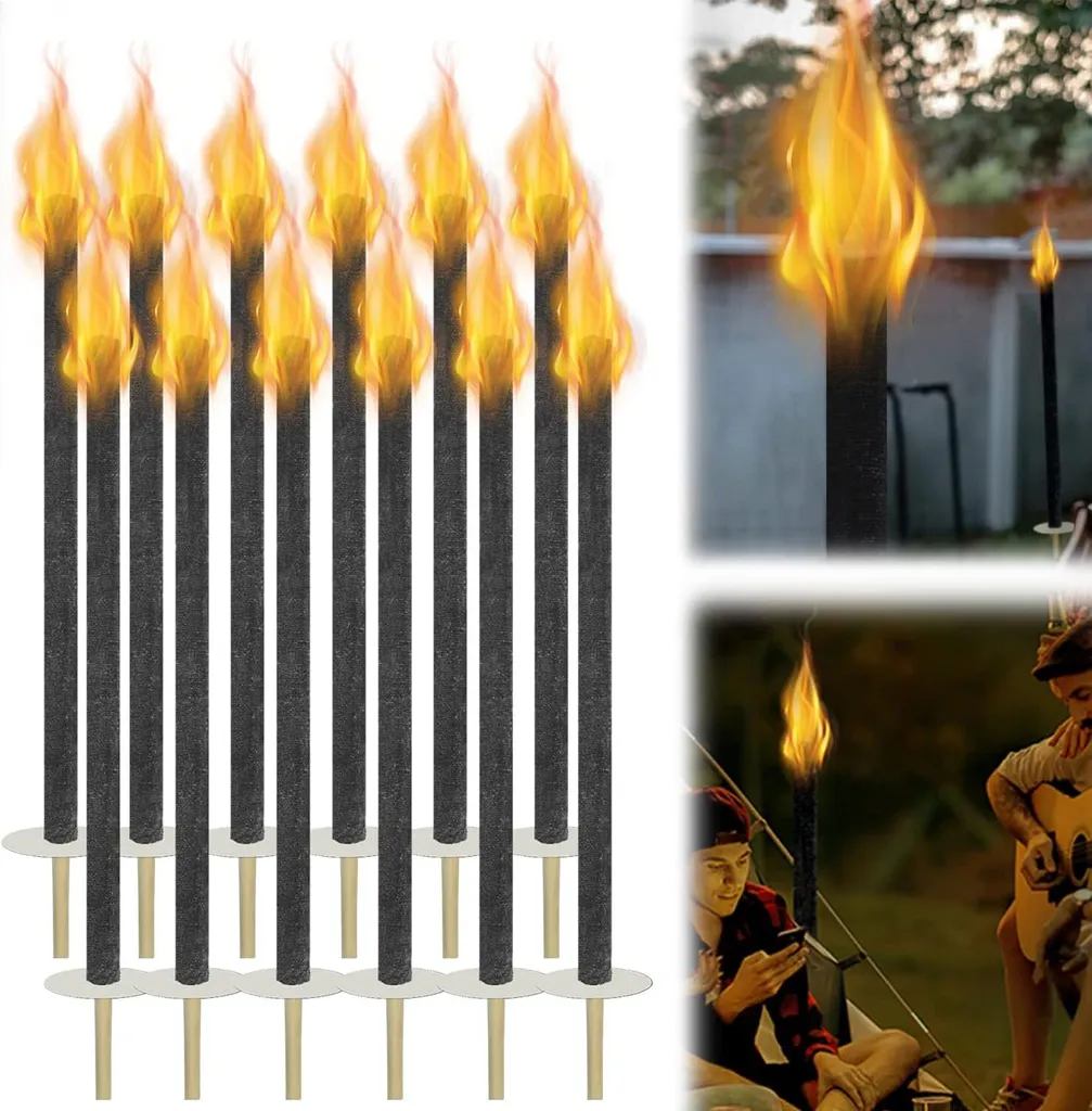 CEEDIR Torches de Jardin en Cire Naturelle avec Protection - Lot de 25