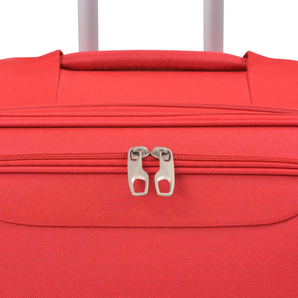 Set de 3 valises souples trolley rouge avec roues multidirectionnelles - 5