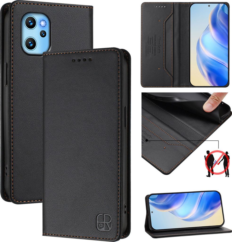 Lederhülle für UMIDIGI Power 7 Max Hülle Flip Brieftasche Kartenfächern Ständer Schutzhülle Schwarz