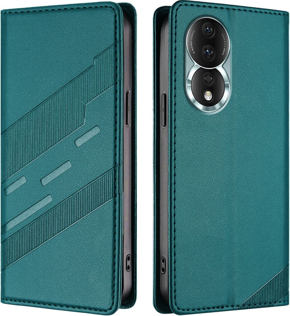 Hülle für Honor 80, Kunstleder Brieftaschen Handyhülle mit Kartenfach und Standfunktion Grün