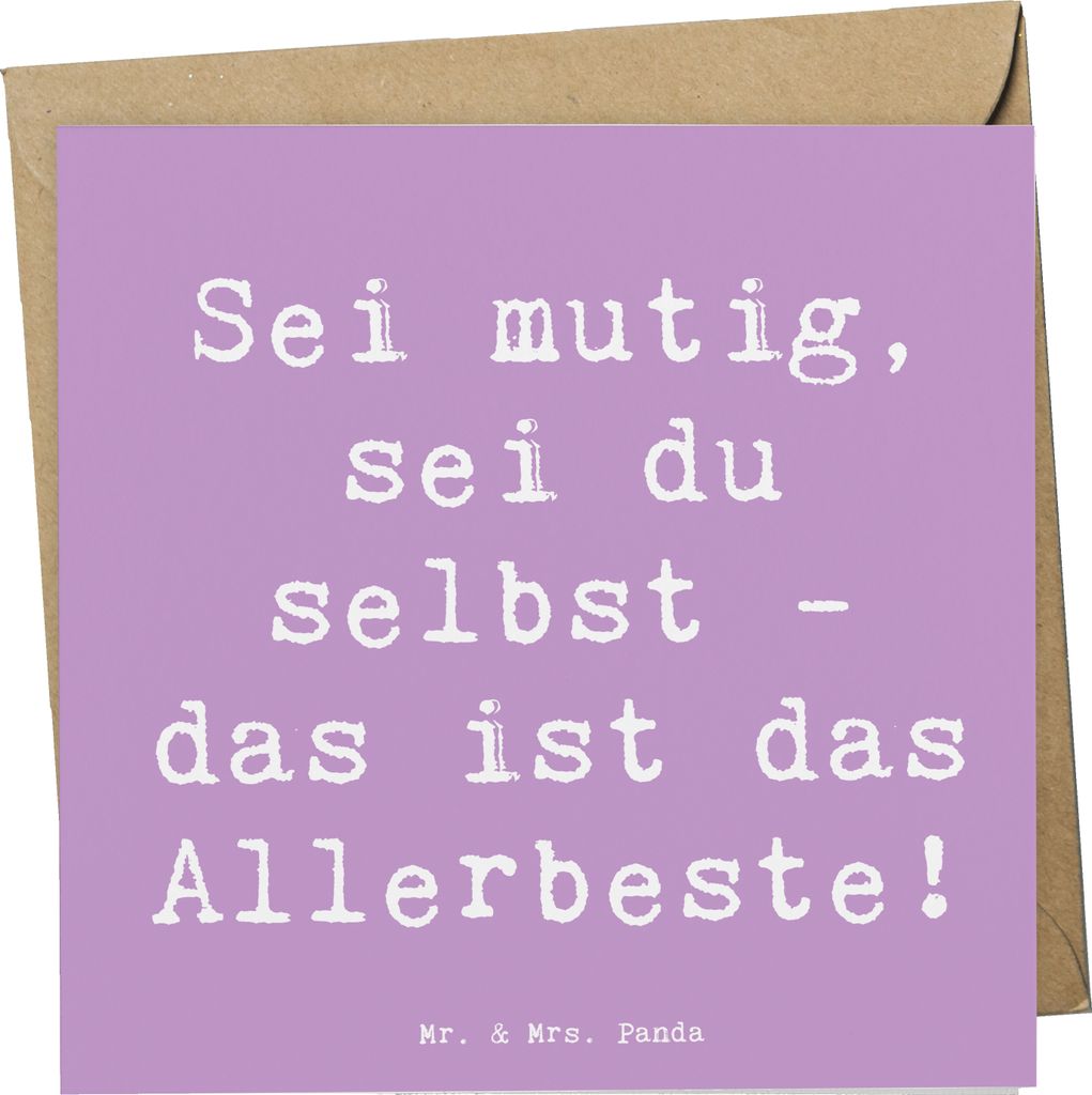 Mr. & Mrs. Panda Klappkarte Spruch Mutig zu sich selbst stehen - Lavendeltraum - Geschenk, Selbstakzeptanz, Zuversicht, doppelkarte, positivity, fa...