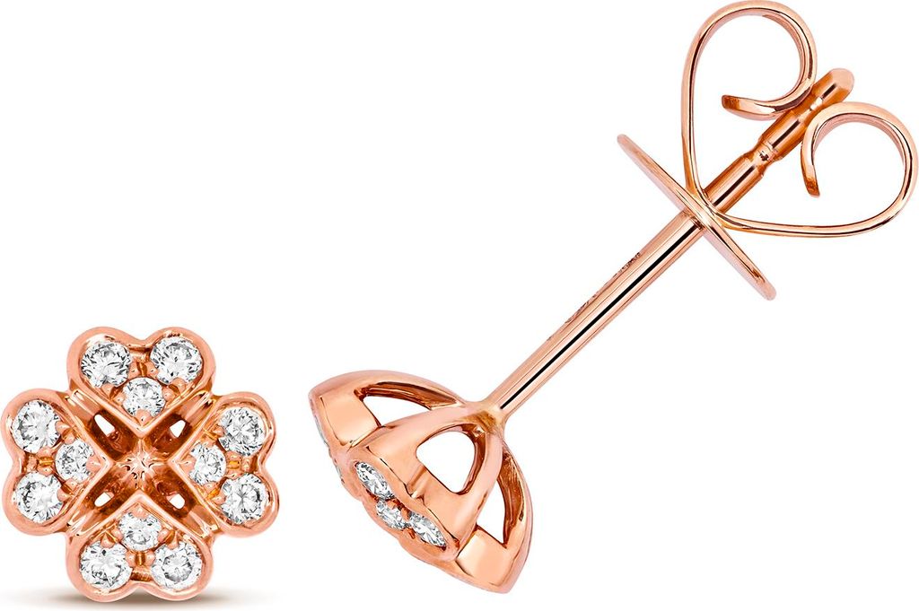 Wunderschöne 18 Karat (750) Rotgold Damen - Diamant Paar Ohrstecker Brillant-Schliff 0.18 Karat G - VS - 7mm*7mm; TRS1570318KR