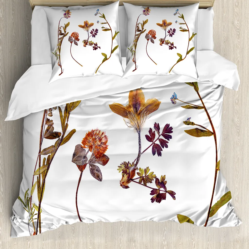 ABAKUHAUS Copripiumino Blume, Lilacs Daisises Tulipani, antiacaro, adatto a chi soffre di allergie, con federe, 200 cm x 200 cm - 80 x 80 cm, multicolore